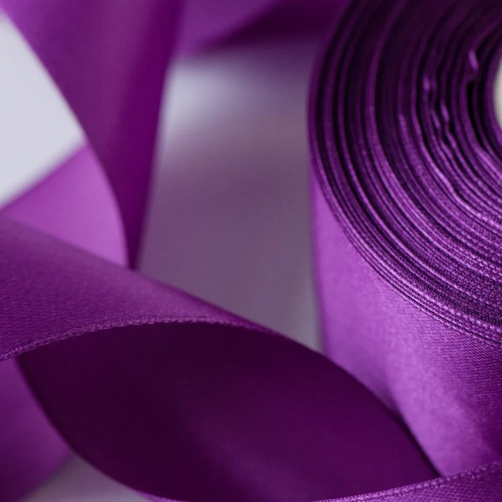 лента, атлас, цвет сиреневый насыщенный, ширина 50 мм ленты