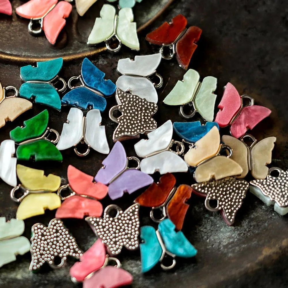 подвеска акрил "бабочки", цветовой микс, 13x14x3 мм