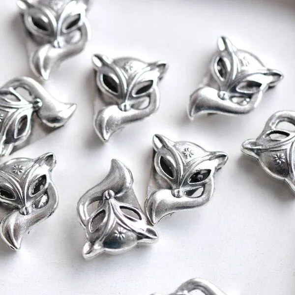 бусина, металл "лиса", цвет античное серебро, 16.5x14x6 мм