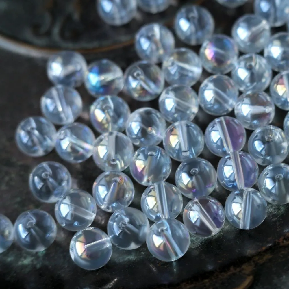 бусина, стекло 10, цвет прозрачный ав, 10 мм