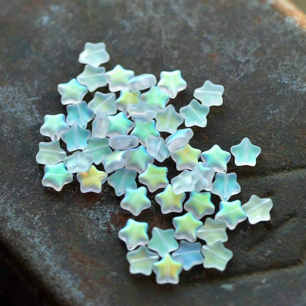 бусина "звездочка", стекло, цвет прозрачный ав матовый, 8x8.5x4 мм