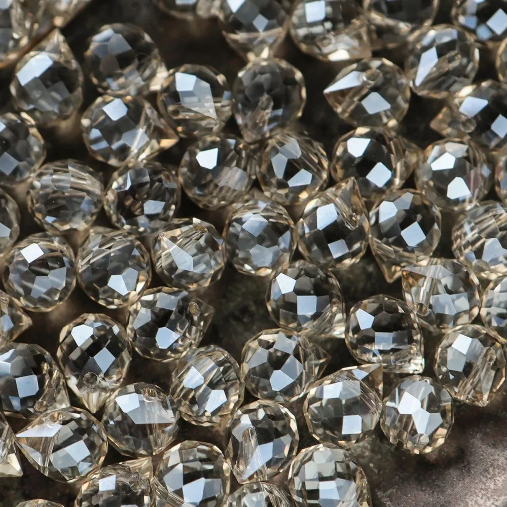 бусина "капля", граненая, стекло, цвет шампанского, 10-11x8 мм