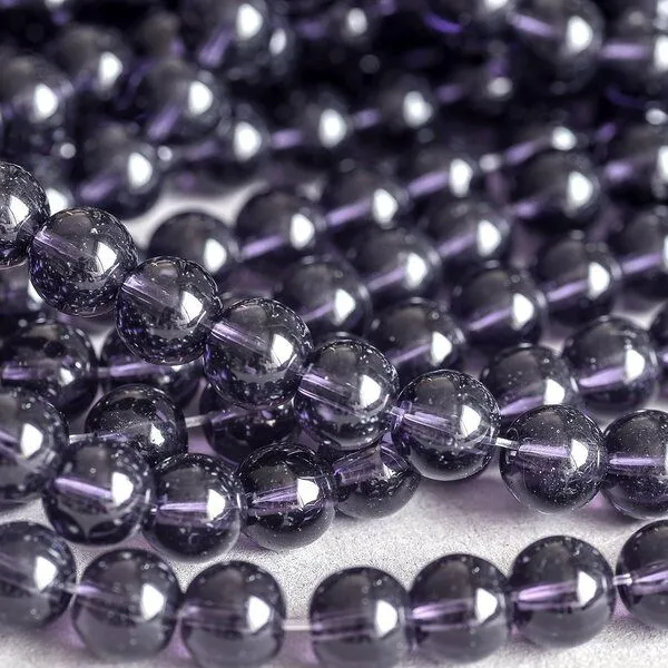 бусина, стекло 8, цвет фиолетовый, 8 мм
