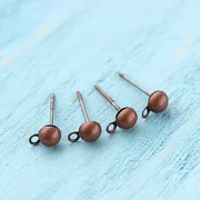 Пуссеты "Шарик", цвет красная медь, 12х4,5 мм