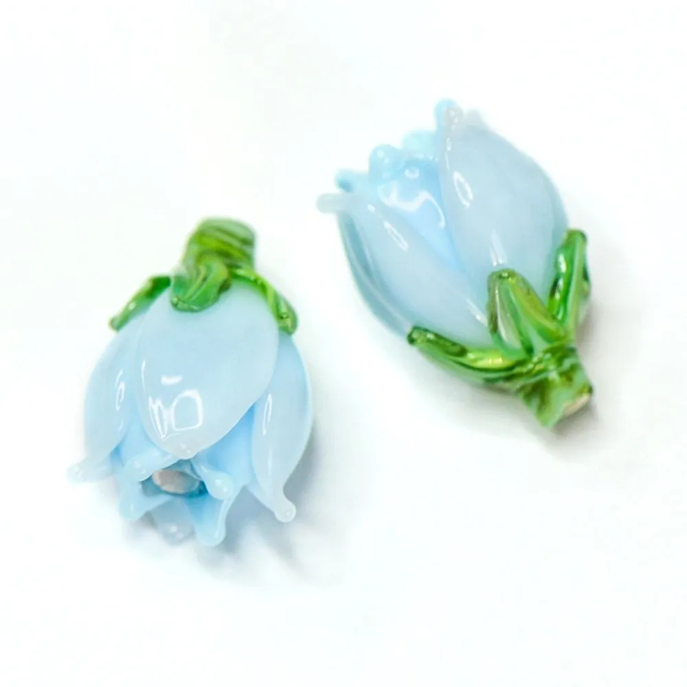 бусина, мурано "колокольчик", фигурная, голубой, 17х14 мм