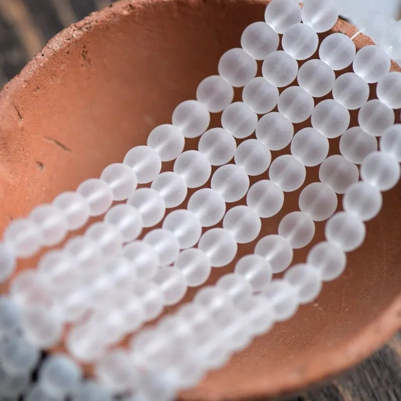 бусина, стекло 8, матовая, цвет белый, 8 мм