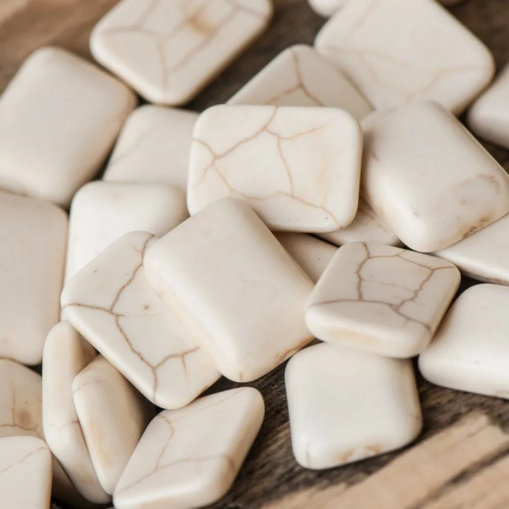 кабошон бирюза синтетическая, прямоугольный, цвет античный белый, 18x13x5 мм