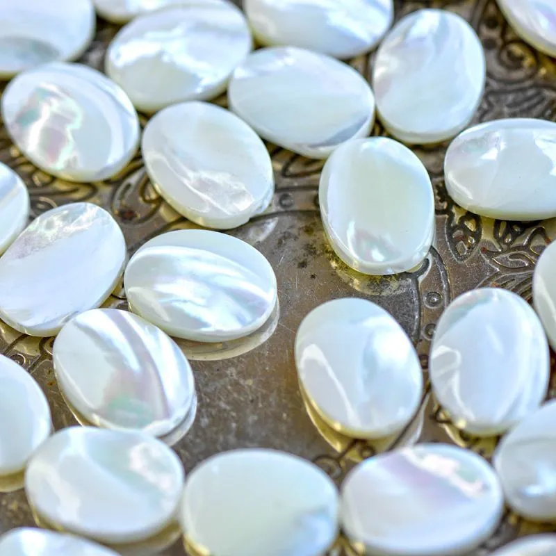 бусина из ракушки, овальная, цвет сливочный перламутр, 18x13x4-5мм