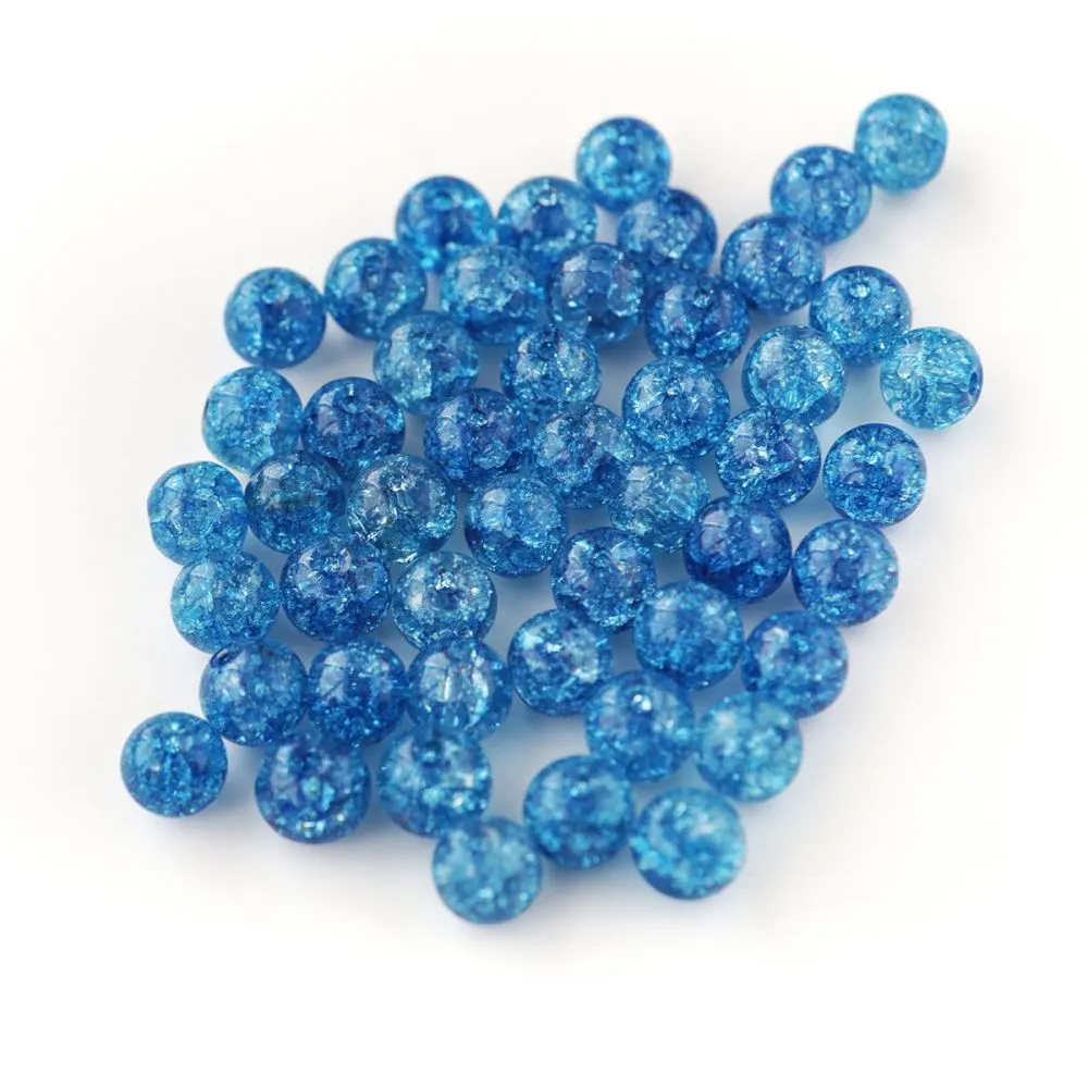 бусина, стекло "кракле", цвет синий, 8 мм