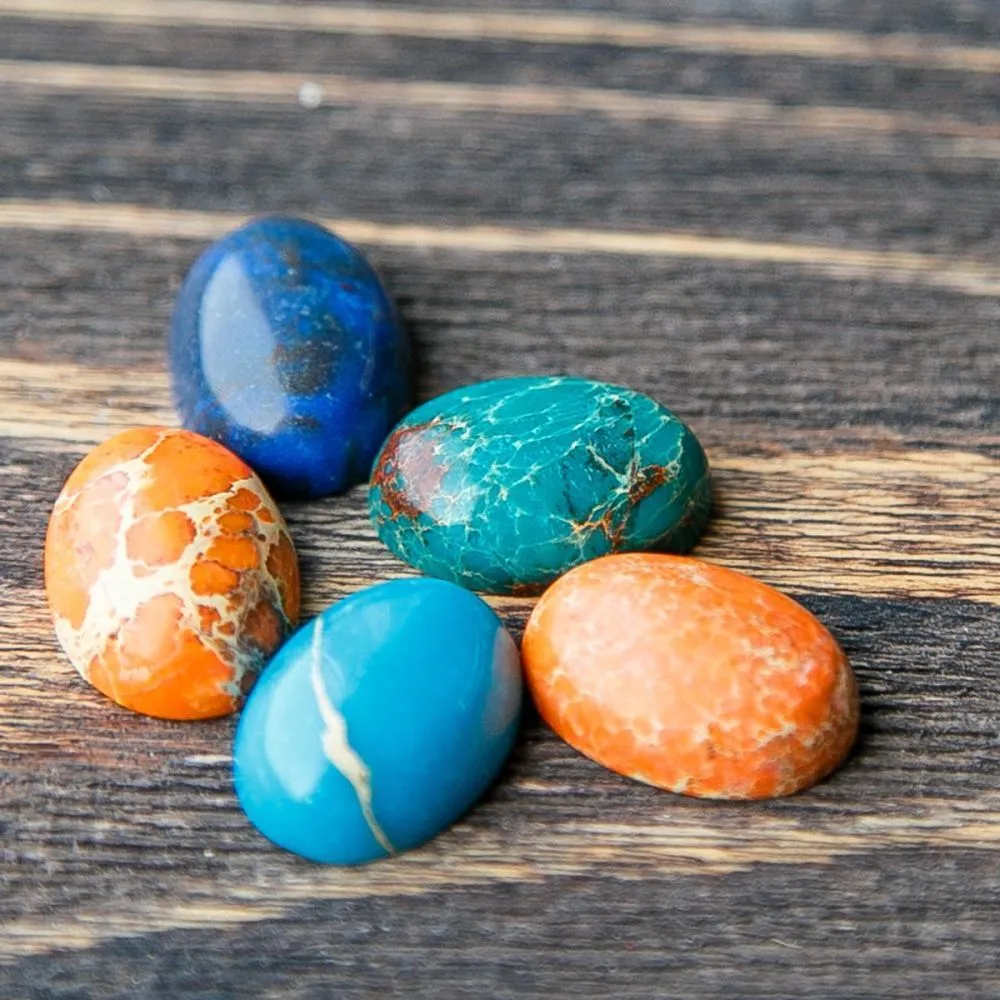 кабошон варисцит овальный, цветовой микс, 19х13х7 мм