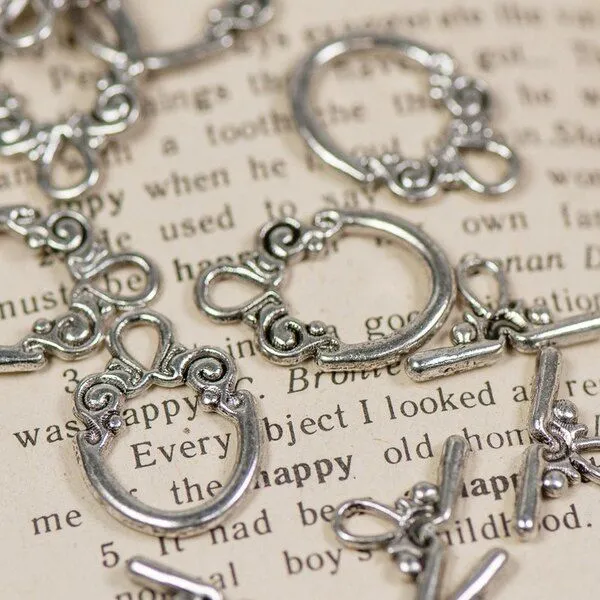 Замочки тоггл "венеция", цвет античное серебро, 20x14 мм