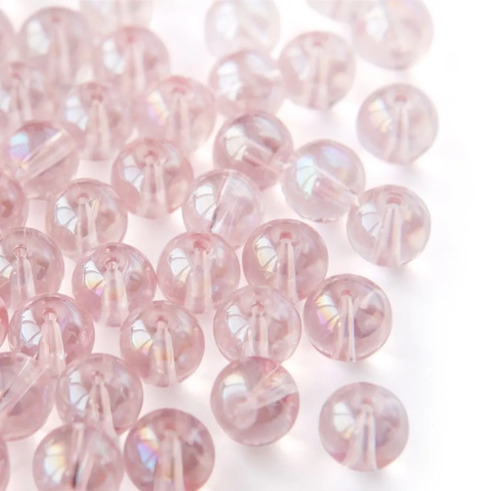 бусина, стекло 10, цвет розовый ав, 10 мм