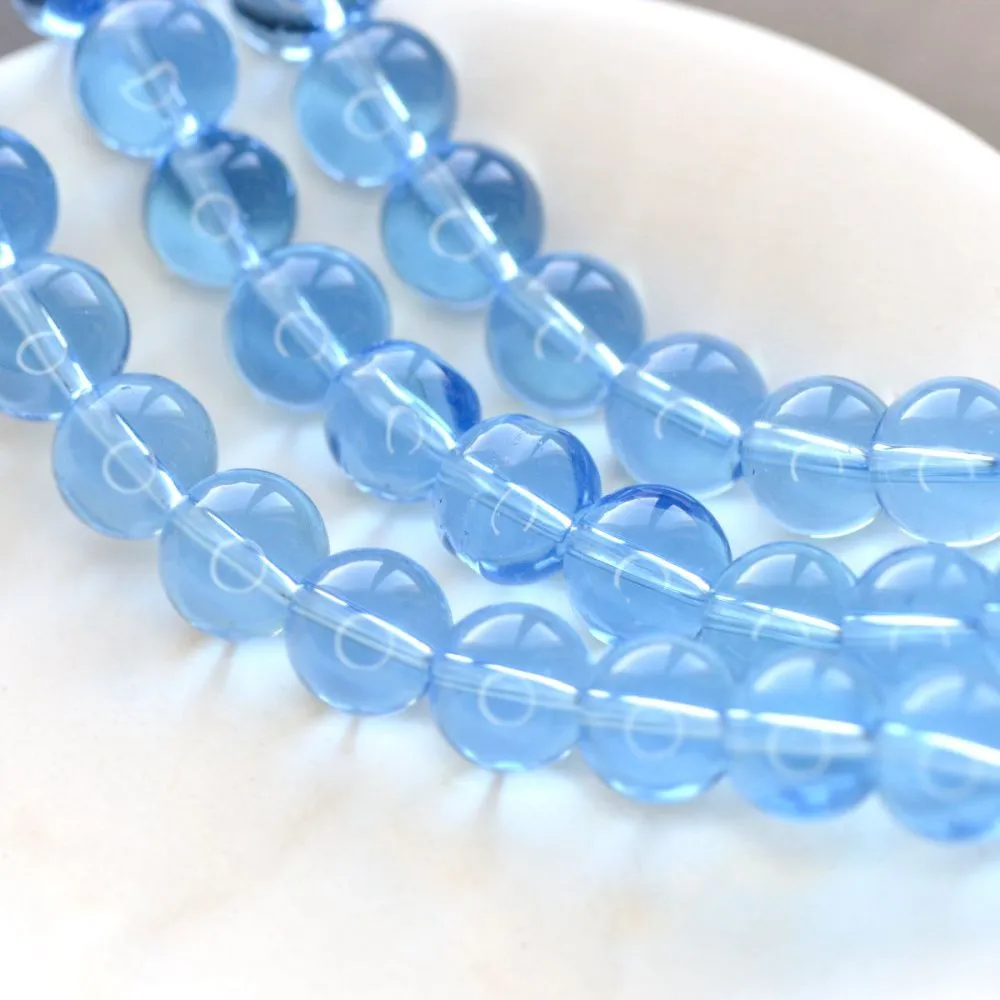 бусина, стекло 10, цвет голубой, 10 мм