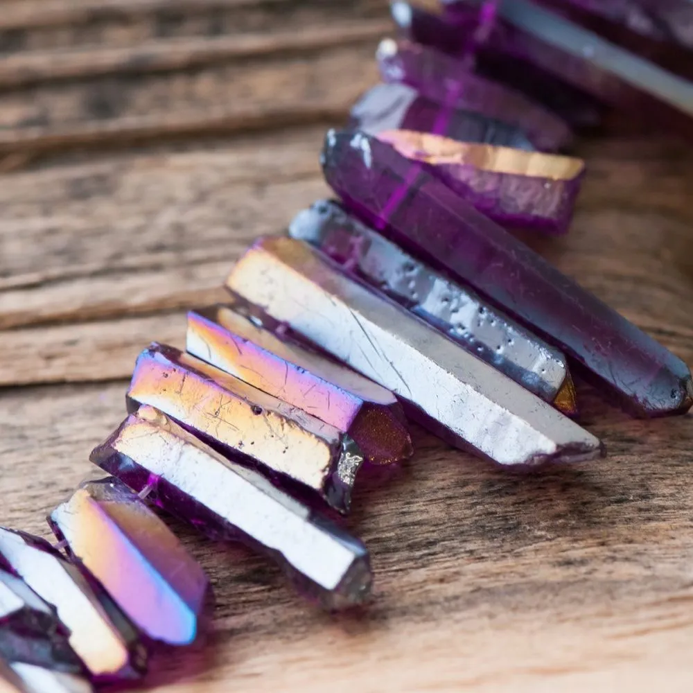 бусина горный хрусталь, осколки, цвет фиолетовый радужный, 4-10x4-6x2-4 мм (уп.20 г)