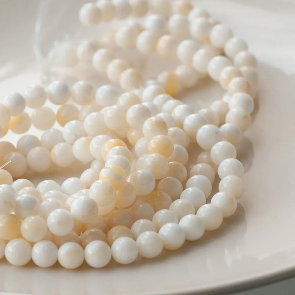 бусина из ракушки, "сишелл", цвет сливочный, 8 мм