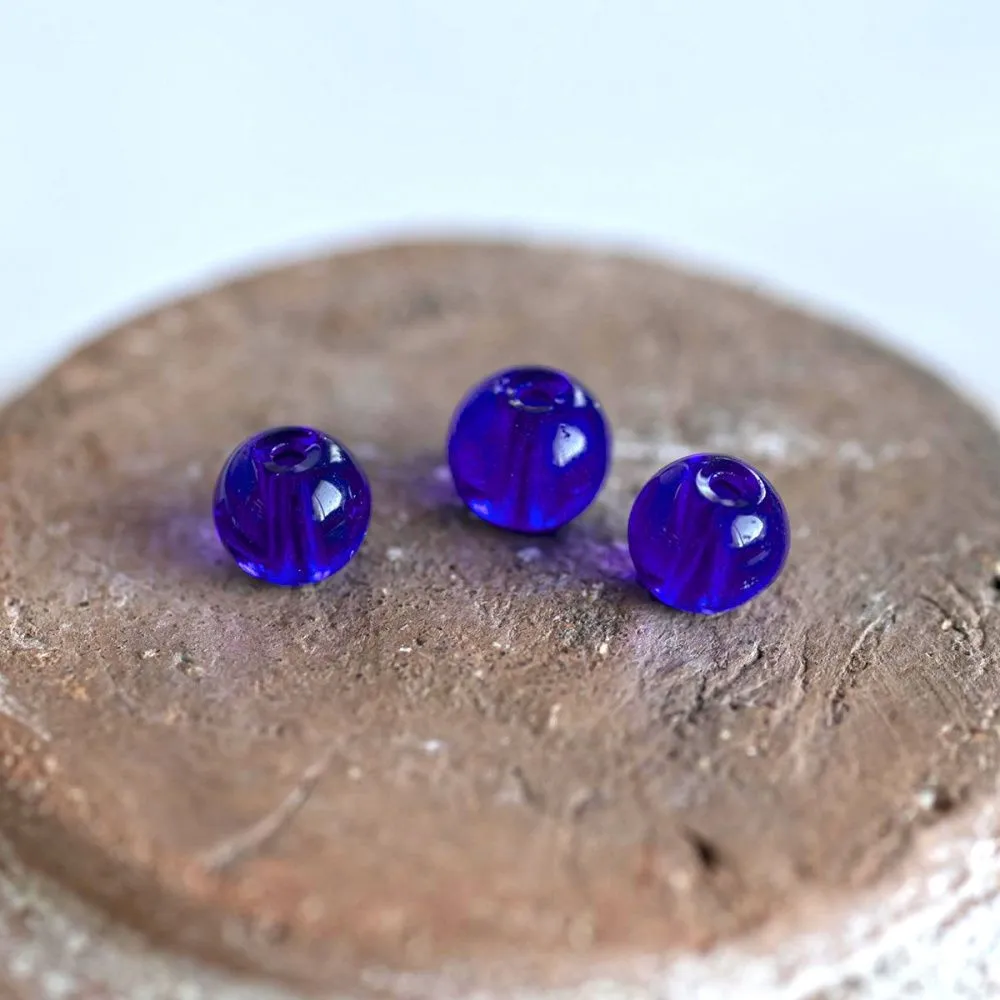 бусина, стекло 6, цвет королевский синий, 6 мм