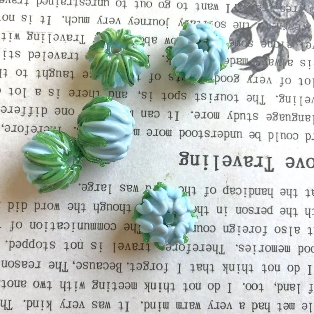 бусина, мурано "клевер", голубой, 22х15 мм