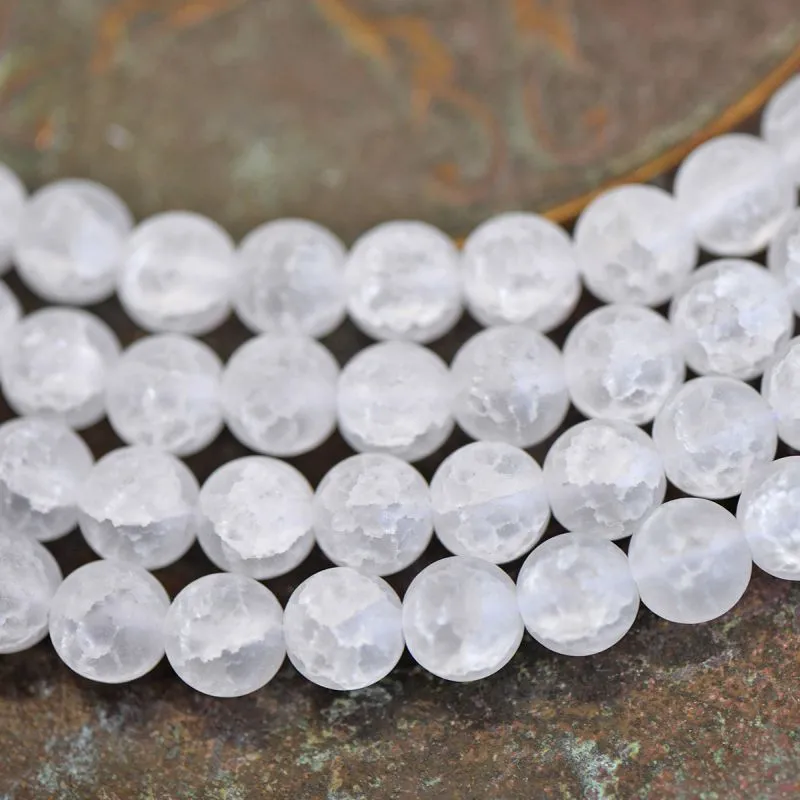 бусина, стекло "кракле", цвет прозрачный матовый, 8 мм