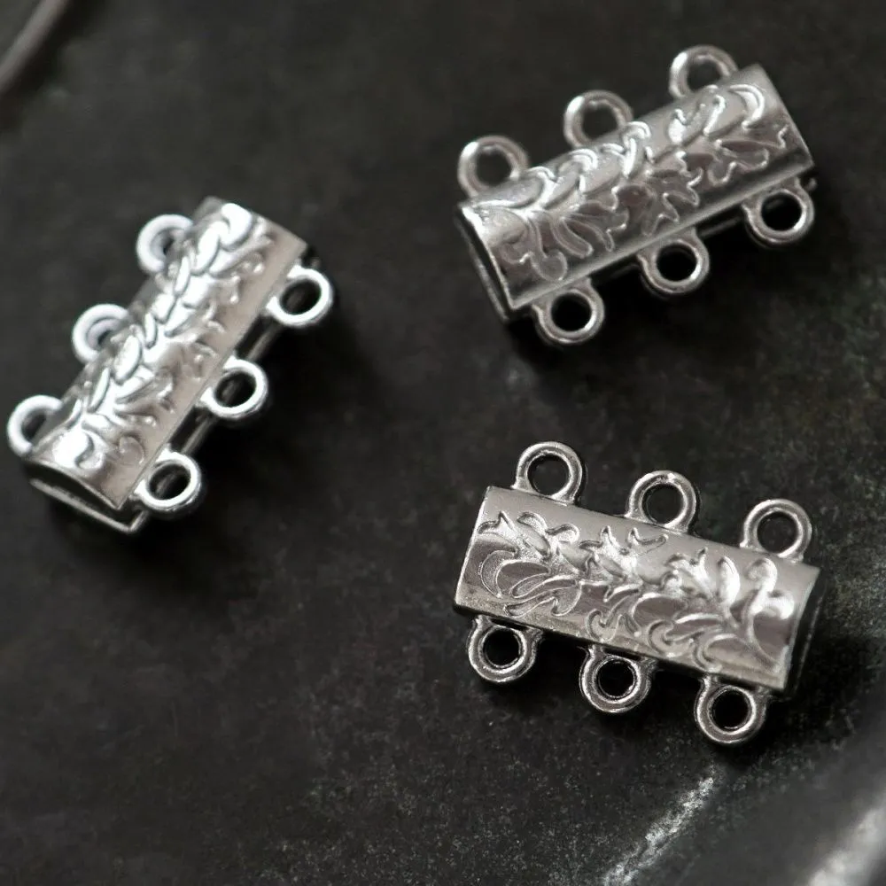 застежка "ветвь" многорядная, цвет платина, 14x19x6 мм