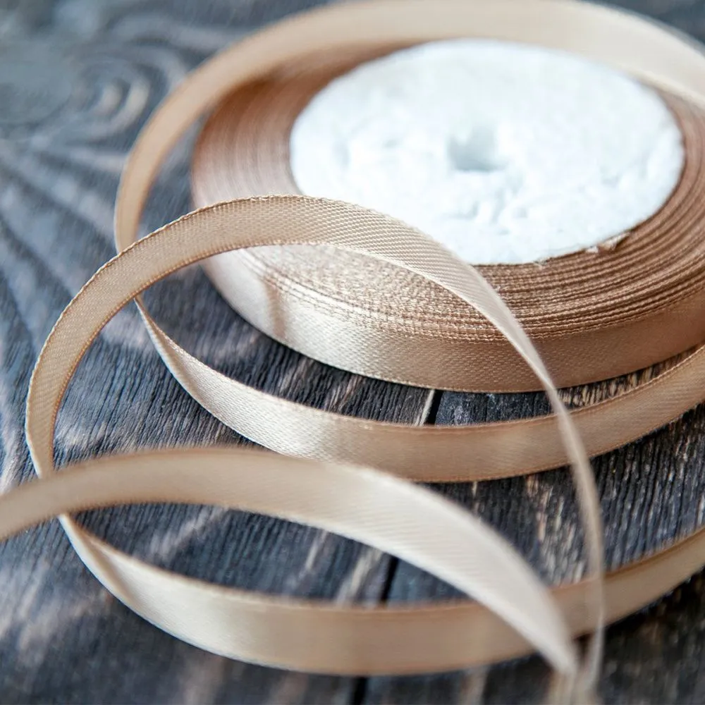 лента, атлас, цвет какао, ширина 10 мм ленты