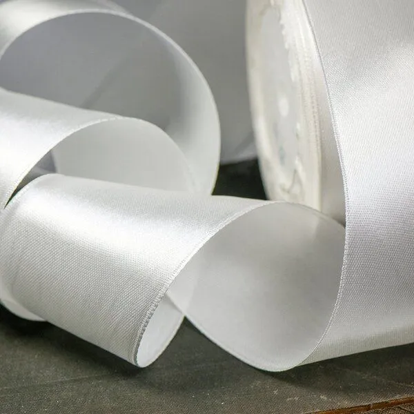 лента, атлас, цвет белый молочный, ширина 50 мм ленты